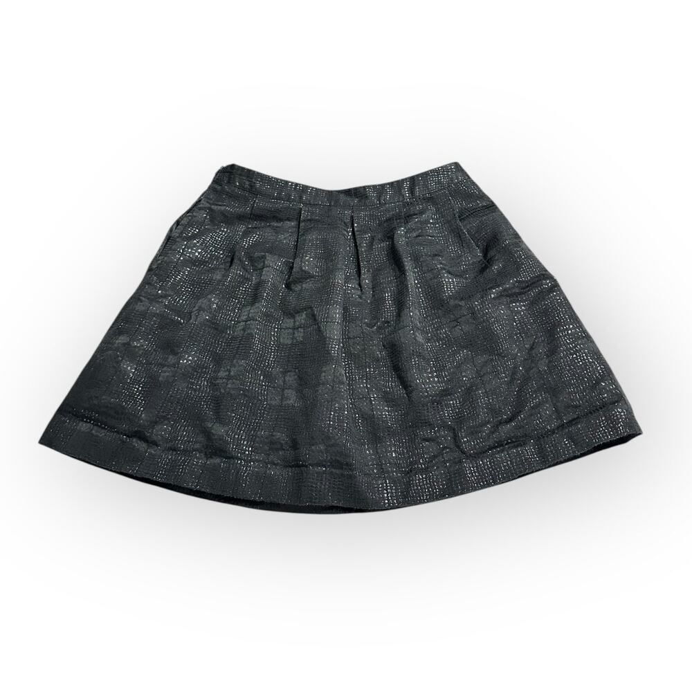 Tommy Hilfiger Mini Skirt Women's 12 Black Pleated A-Line Textured Plaid